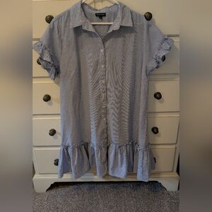 Meadow Rhodes Button Down Shirt Dress With Ruffled Hem And Sleeves. Size 1X